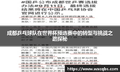 成都乒乓球队在世界杯预选赛中的转型与挑战之路探秘